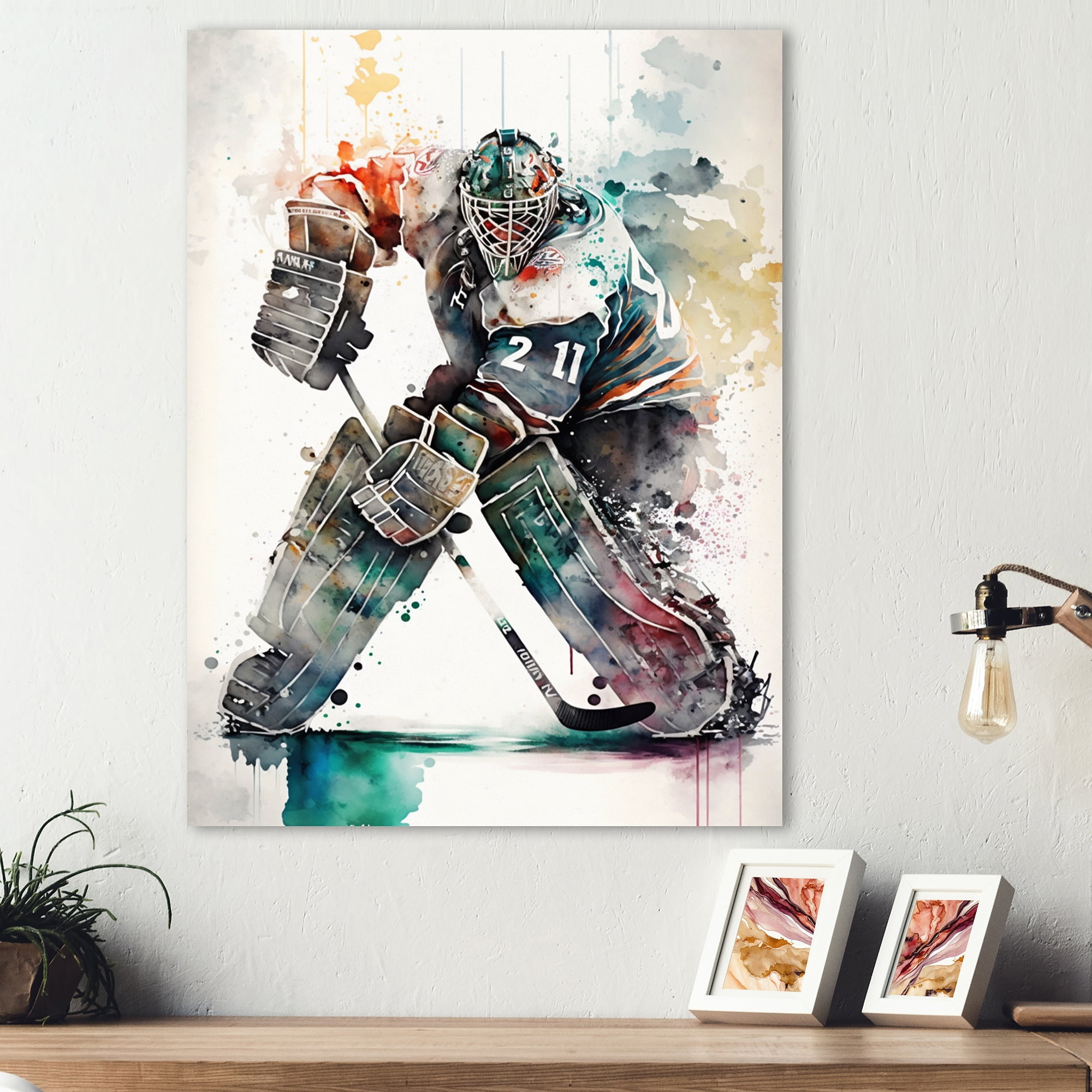 Designart Hockey Goalie On Ice During Play II Canvas Wall Art