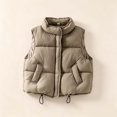 thumbnail image 2 of Besolor Toddler Kids Girls Puffer Vests Sleeveless Lightweight Casual Fall Winter Thicken Warm Button Waistcoat Coat with Pockets(4-5 Years,Brown), 2 of 5