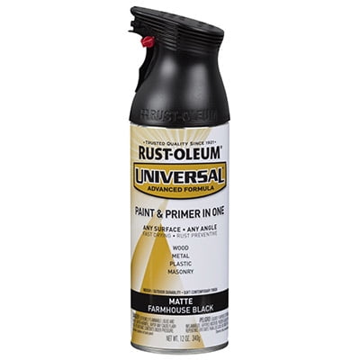 Universal 1-Coat Spray Paint, Matte Farmhouse Black, 12-oz.