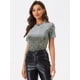 thumbnail image 2 of Camiseta de Terciopelo Allegra K Casual de Manga Corta con Cuello Redondo para Mujer Gris XL, 2 of 5
