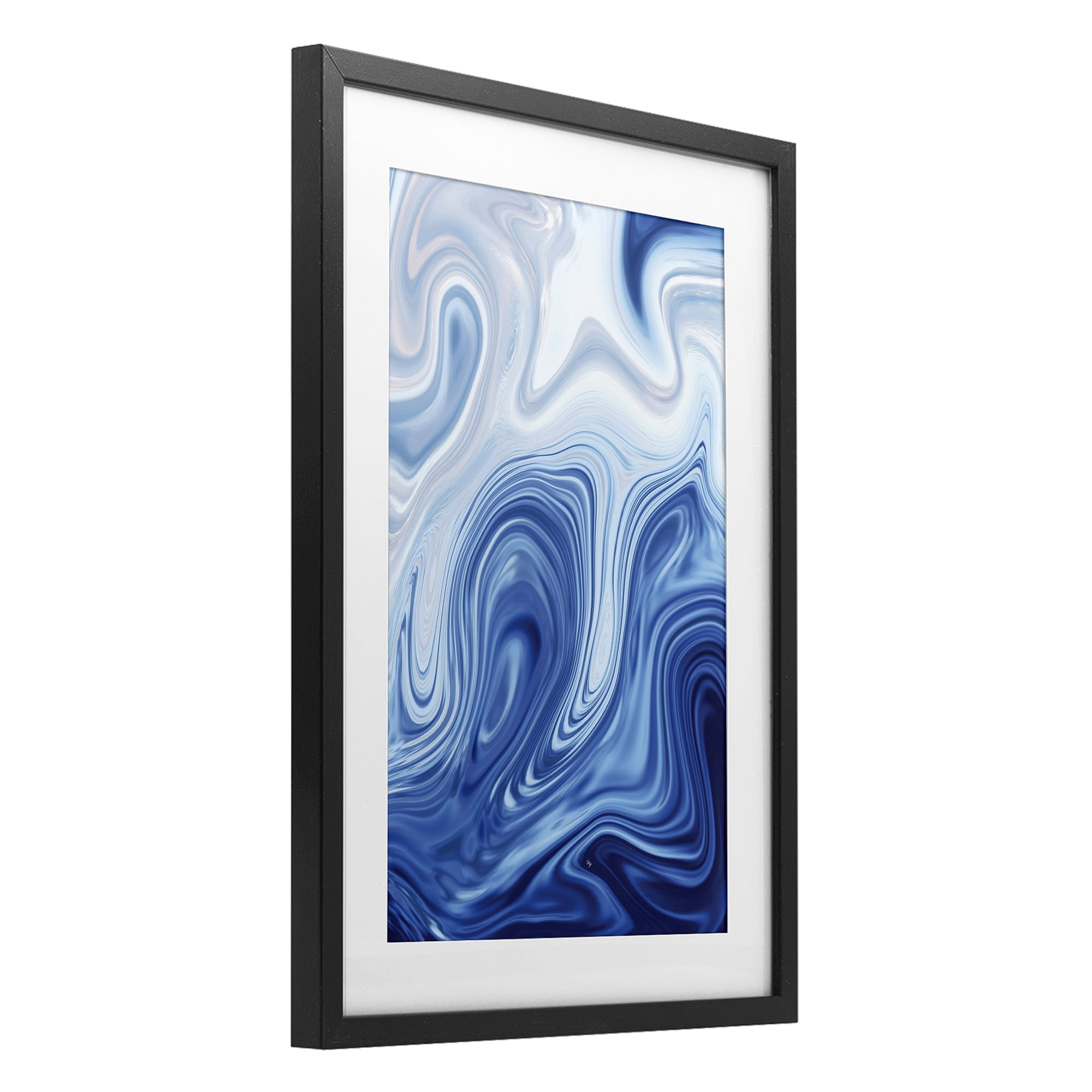 Stupell Industries Blue Marble Fluidity Black Framed Print Under Glass, design by Martina Pavlova