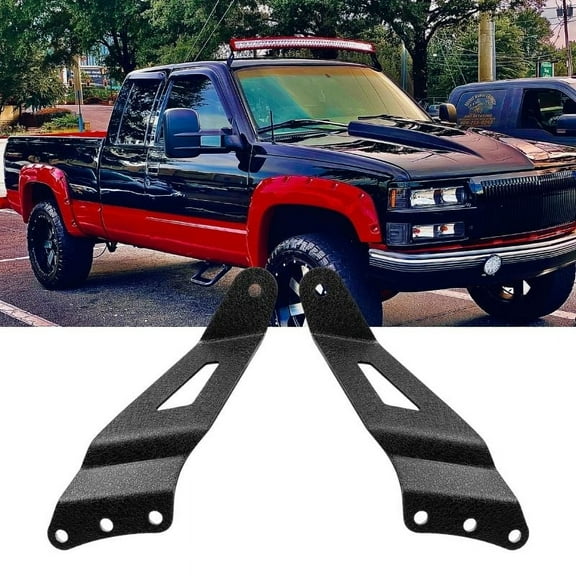 Nilight 2Pcs 50" Curved Led Light Bar Bracket at Upper Windshield Roof Cab for 99-06 Chevy Silverado Suburban Avalanche Tahoe & GMC Yukon Sierra, Black