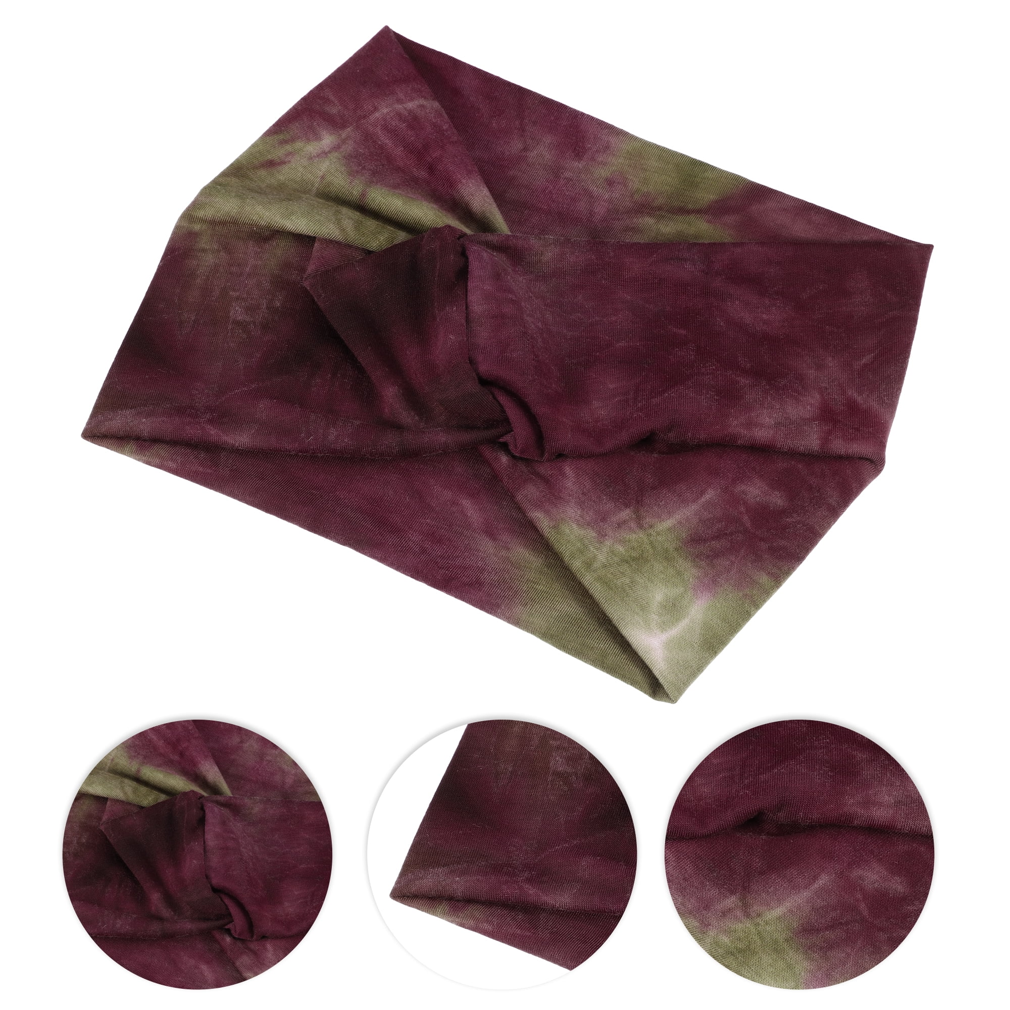 Unique Bargains Fashion Bohemia Widening Knotted Headwrap for Women Blue Khaki Red 4pcs