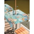 thumbnail image 2 of Outdoor Tablecloths with Umbrella Hole & Zipper, Ocean Starfish Seaweed 60x60 Inch Square Tablecloths, Summer Coastal Beach Shell Coral Teal Waterproof Table Cloth, Patio/Pool/Picnic Table Covers, 2 of 8