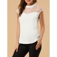 thumbnail image 5 of INSPIRE CHIC Women's Mesh Panel Top Round Neck Keyhole Sleeveless Blouse White M, 5 of 6