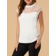 thumbnail image 5 of INSPIRE CHIC Women's Mesh Panel Top Round Neck Keyhole Sleeveless Blouse White S, 5 of 7