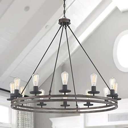 

Vanity Art 12 Lights Double Level Wagon Wheel Chandelier Lighting Farmhouse Candle Ceiling Light Fixtures for Living Room Kitchen Dining Room 10596DW-AZ