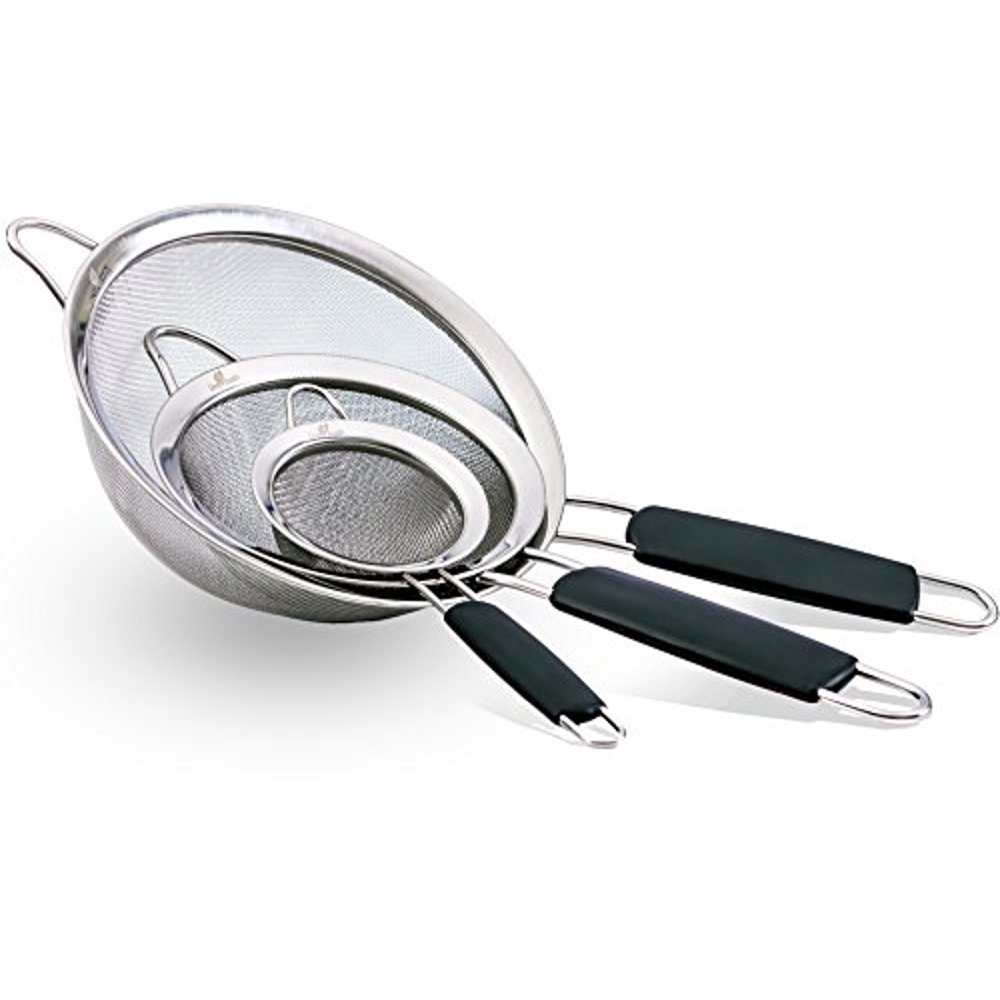 LiveFresh Food Strainer Set Premium Fine Stainless Steel Fine Mesh Strainers, Colanders and