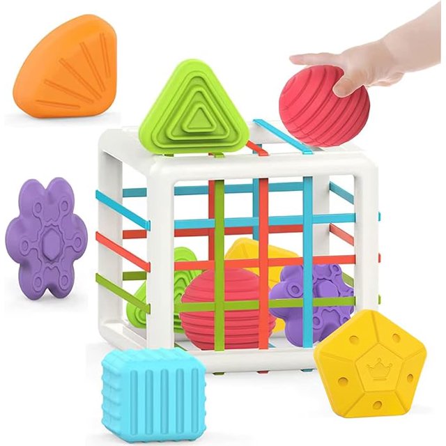 Juguetes Montessori para 1 año, juguete clasificador de bebés, 6 uds., forma multisensorial