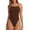 Coffee, variant on Women's One Piece Swimsuits Ruched Slimming Bathing Suits Square Neck Adjustable Spaghetti Straps Swimwear
