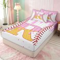 thumbnail image 3 of meiyoeat Ice Cream Baseball R Letter Zipper Full Size Comforter Sets with Fitted Sheet and 2 Pillowcases for Kids, Waffle Candy Drip Zipper Bedding Set, Pink Reversible, 4-Piece, 3 of 6