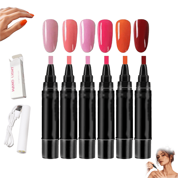One Step Gel Polish Pen Set with Handheld Nail Lamp, Easy Nail Art Manicure Pen
