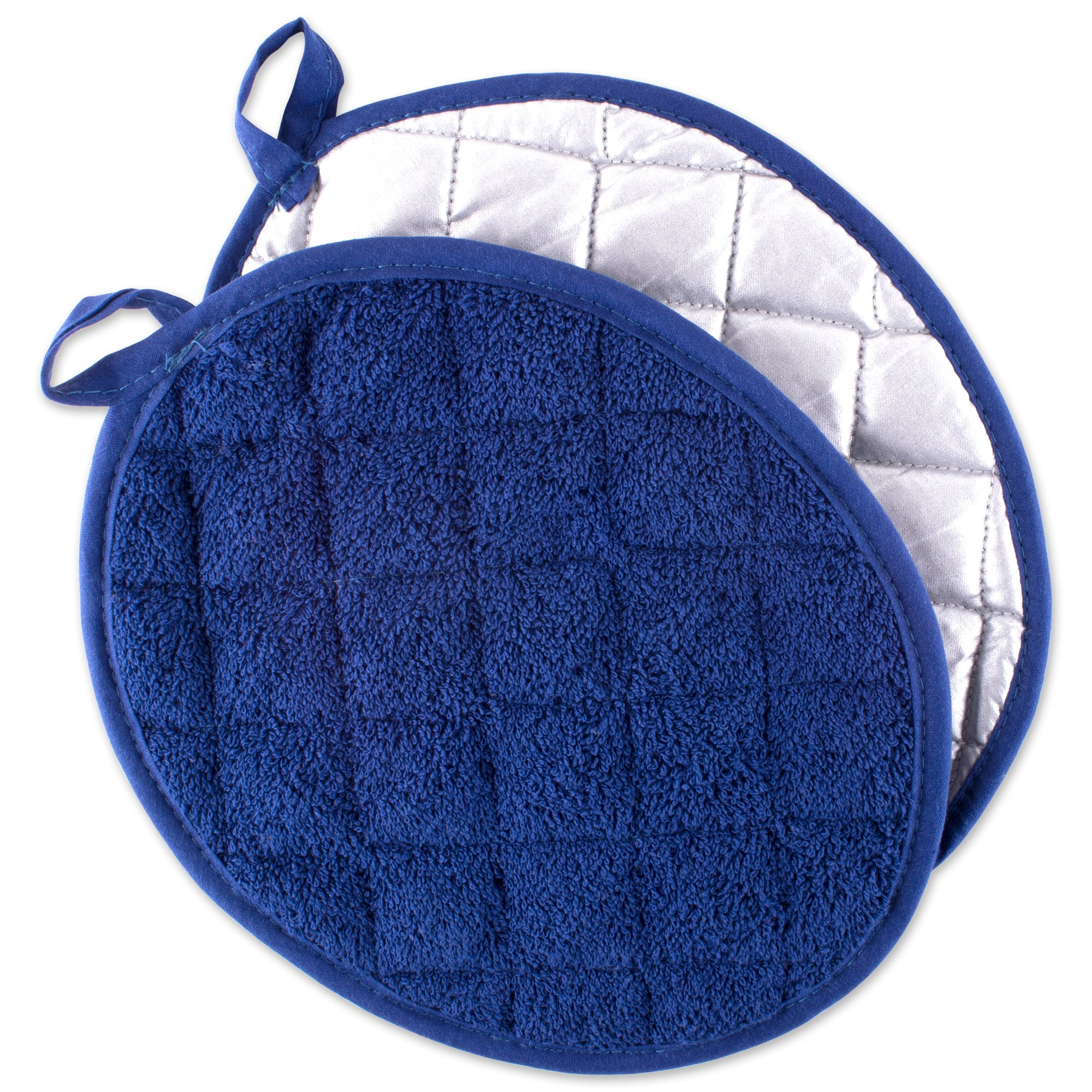 DII Nautical Blue Oval Potholders, Set of 2, 9.5"x7.5", 100 Cotton, Blue