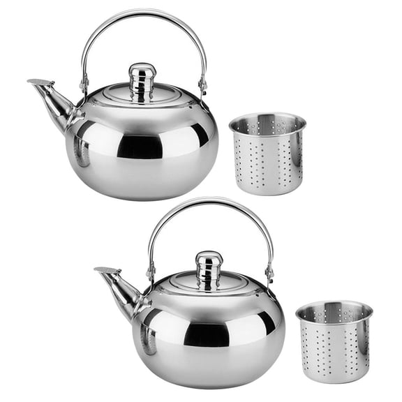 2x Stainless top Teapot Stainless Steel Hot Water Kettle Whistling -Mirror Finsh,Folding Handle 1.6L