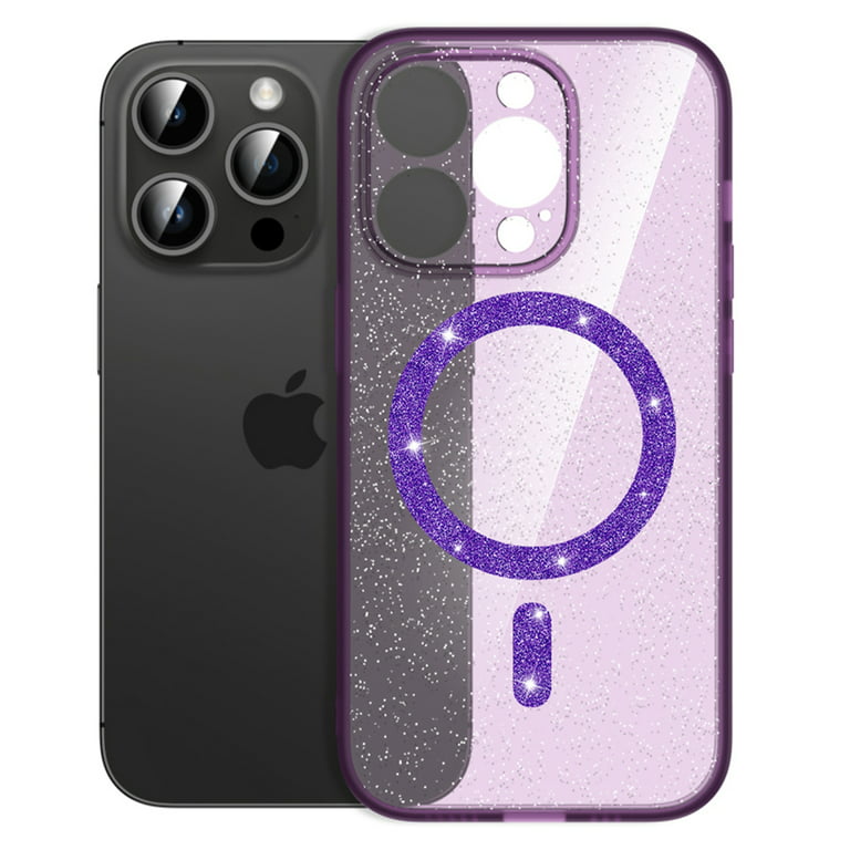 Glitter iPhone 14 Pro Max Case Compatible with MagSafe, ELEHOLD Magnetic  Case Shiny Sparkle Crystal Hard PC Back Protective Cover for Apple iPhone  14 Pro Max,Purple 