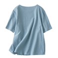 thumbnail image 4 of Yubnlvae Women's Vintage Embroidered Cotton T-Shirt – Oversized Round Neck, Casual Summer Tee Blue, Xl, 4 of 8
