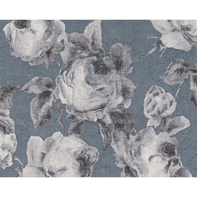 Burlesque de Bohème - Rouleau de Papier Peint Gris Romantique Texturé