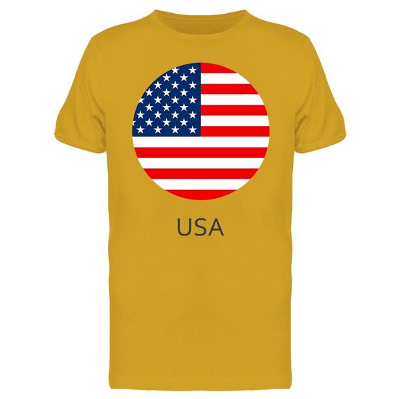 American Flag In Button T-Shirt Men -Image by Shutterstock, Male Medium