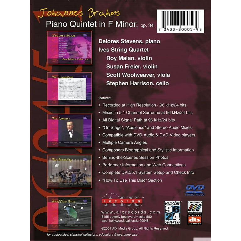 Piano Quintet in F minor Op. 34 (DVD), Aix Entertainment