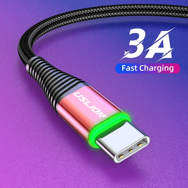 2Pcs Universal TypeC LED USB Data Sync Fast Charging 3A Phone Charger