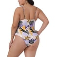 thumbnail image 3 of Agnes Orinda Women's Plus Size One Piece Swimsuit Adjustable Spaghetti Straps Floral Tropical Pattern Swimwear Beach Bathing Suits  3X Light Purple, 3 of 6