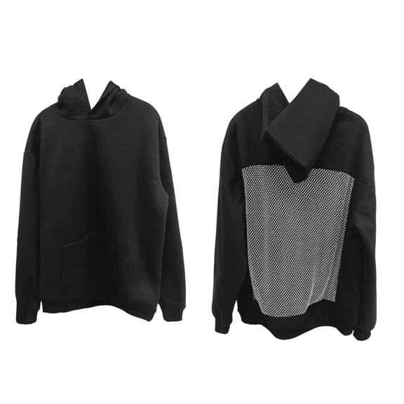 Women Hoodie with Hollow Mesh Back Long Sleeve Oversized Rhinestone Hoodie Backless Going Out Tops