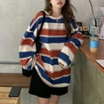 thumbnail image 4 of Lnzyyephy Women’s Casual Long Sleeve T-shirt Fashion Stripe Printing Round Neck Loose Pullover Tops, 4 of 6