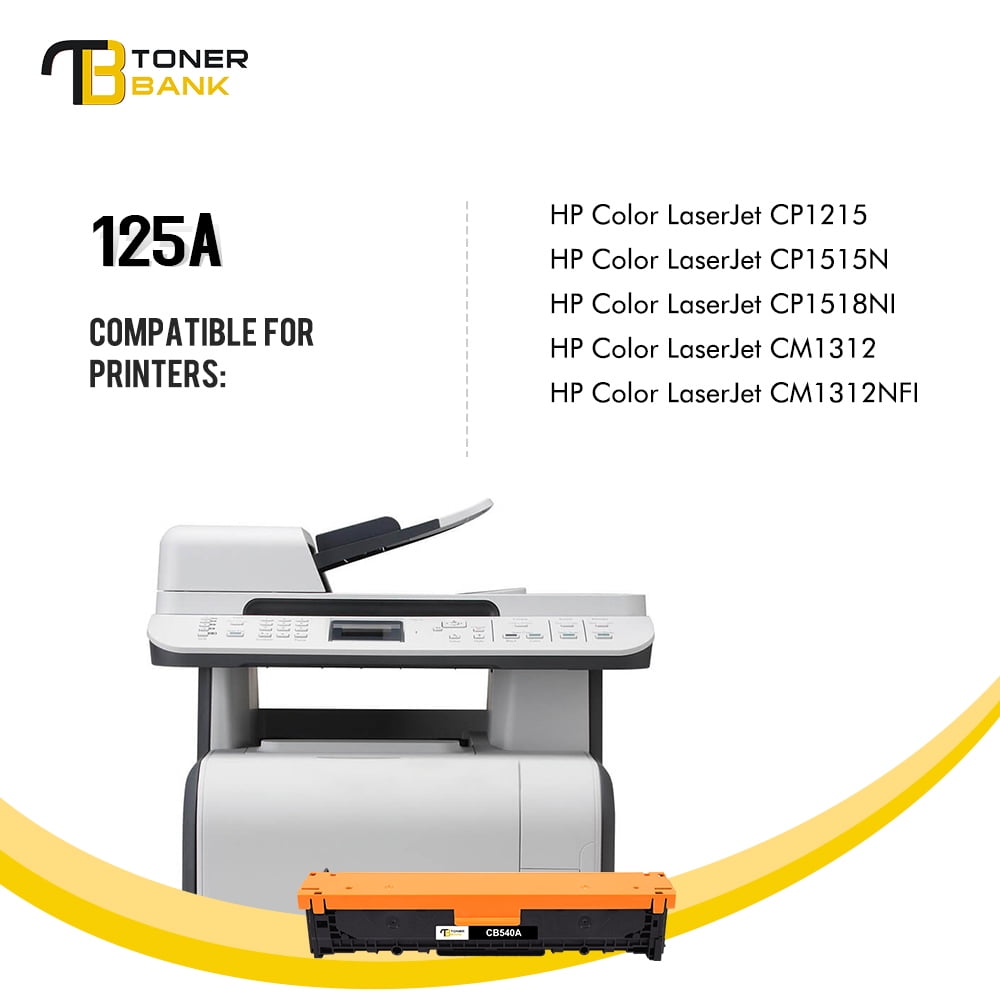 Toner Bank 125A Toner Cartridge for HP 125A CB541A CB542A for HP LaserJet CP1215 CP1518ni CP1515n CM1312nfi CM1312 MFP CP1518 High Yield (Black, Cyan, Magenta, Yellow, 4-Pack) - Walmart.com