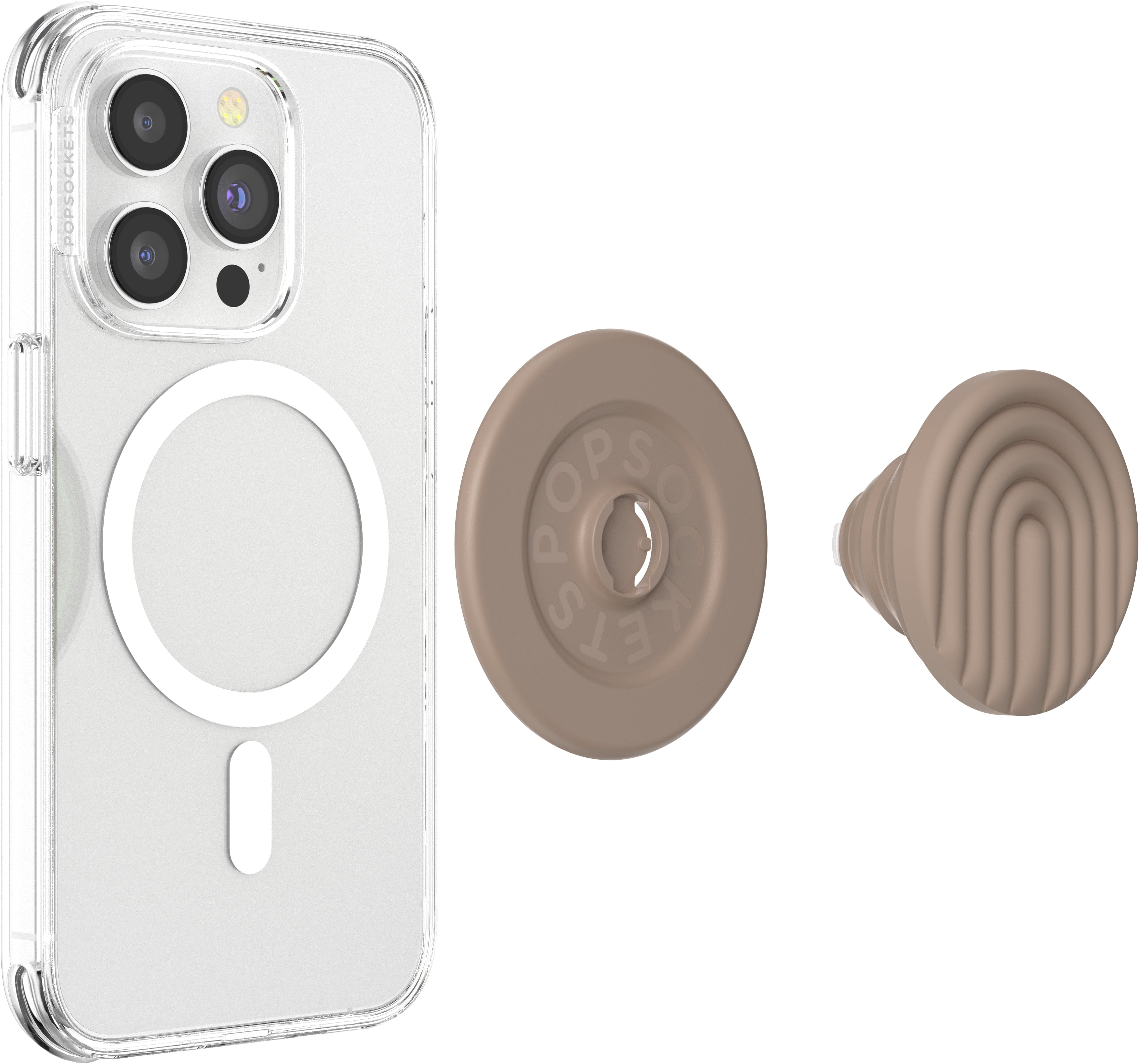PopSockets PopGrip for MagSafe, Grip and Stand for Phones and Cases, Remove and Reposition, Swappable Top – Curves Latte