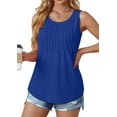 thumbnail image 3 of Fantaslook Womens Tank Tops Dressy Casual Sleeveless Blouses Crew Neck Pleated Tunic Shirts Summer Tops, 3 of 9