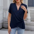 thumbnail image 2 of Diufon 2025 Womens Summer Tops Dressy Business Short Sleeve V-Neck Work Blouses Fashion Side Ruched Shirts, 2 of 8
