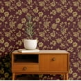 thumbnail image 2 of S4sassy Self-Stick Decorative Wallpaper, Hibiscus Garden Print Wall Paper, Textured Vinyl Waterproof Contact Paper, Burgundy, 25"x120" Removable Renter Friendly Wall Covering For Bedroom, Dining room, 2 of 9