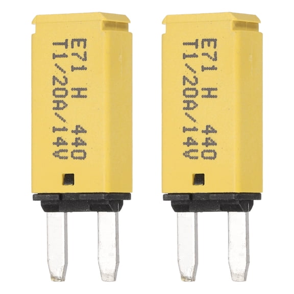 2 Pack 14V DC 20A Yellow ATC/ATO Automatic Narrow Mini Resettable Fuse for Car