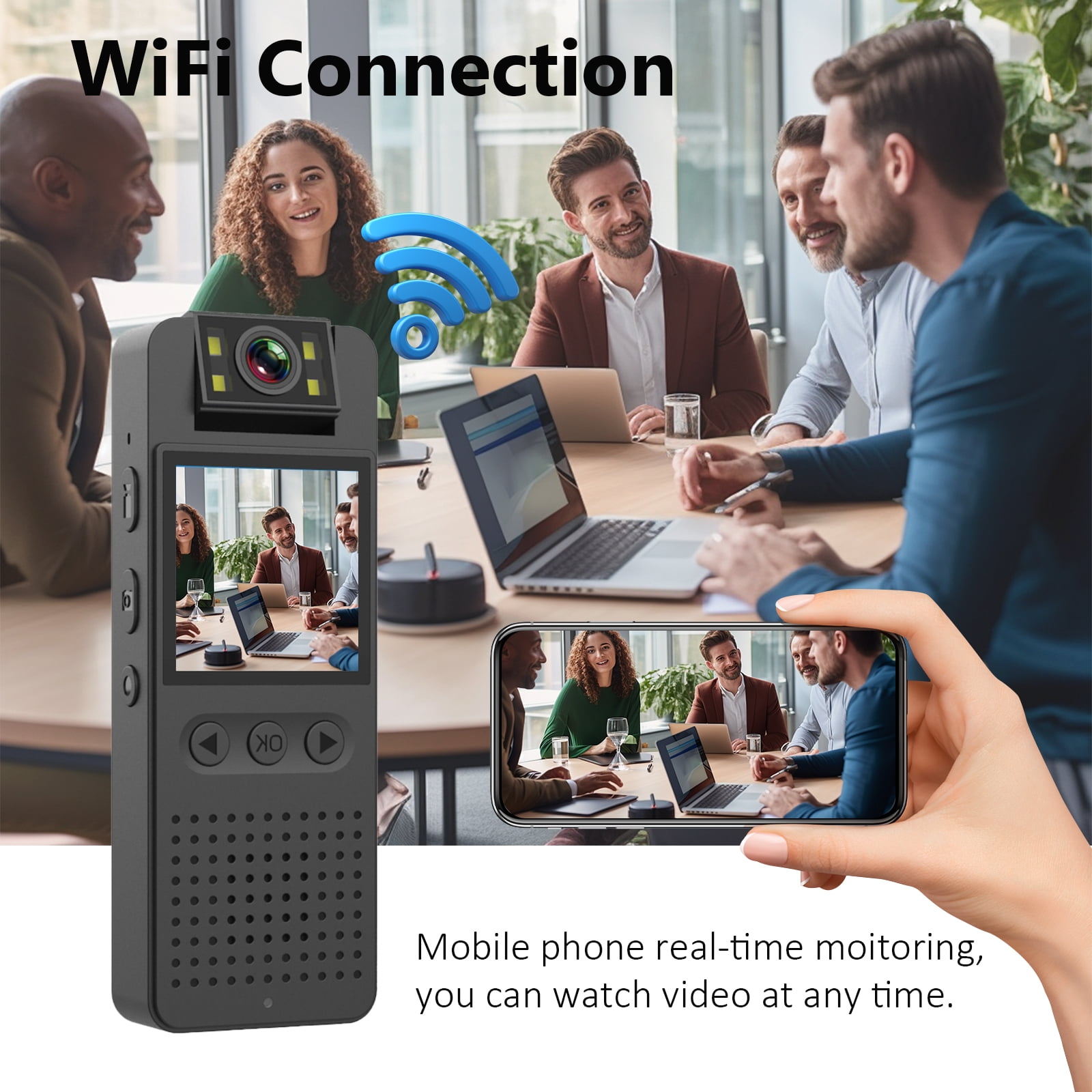 RONY 128GB Small Body Camera with Audio and Video Recording - 1080P Mini Camcorder Security Camera with Clip 180 Degree Rotating Lens Real Time Monitoring Night Vision