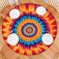 thumbnail image 2 of Colorful Tie Dye Concentric Circles Round Fitted Tablecloth with Elastic Edge,Dining Table Cover Waterproof,Outdoor Round Tablecloth for Camping,Dining,Indoor and Outdoor, 2 of 7