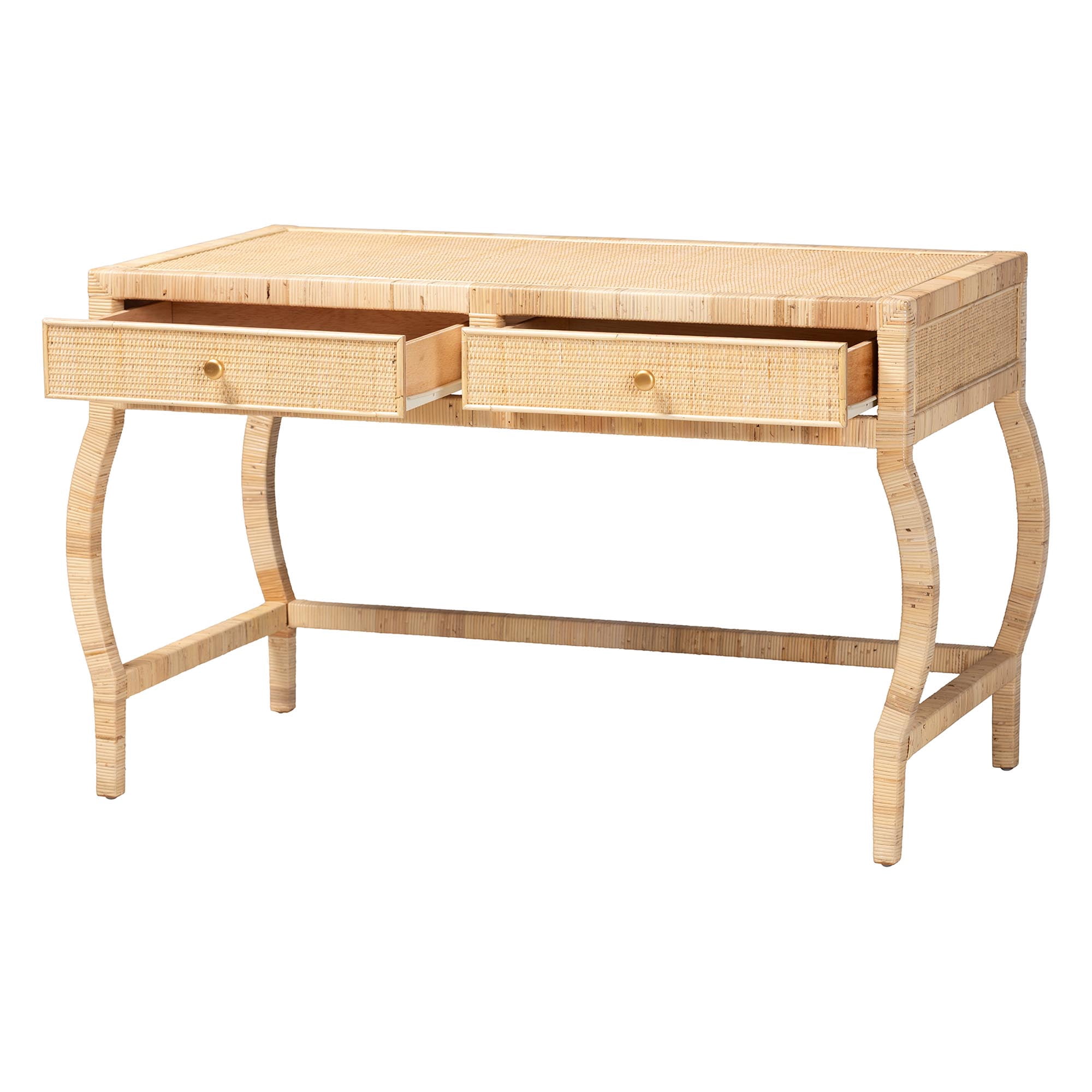 bali & pari Dalida Boho Desk, 2-Drawer, Natural