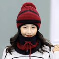 thumbnail image 3 of Yigetop Beanie for Women Adult Windproof Hat Cycling Skiing Knit Hat Scarf Mask Sets Warm Knitted Cap Winter Hats for Women Red One Size, 3 of 4