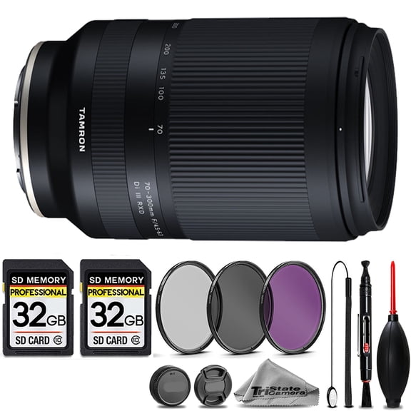 Tamron 70-300mm f/4.5-6.3 Di III RXD Lens for Sony E  3PC FILTER   64GB STORAGE BUNDLE KIT (International Version)