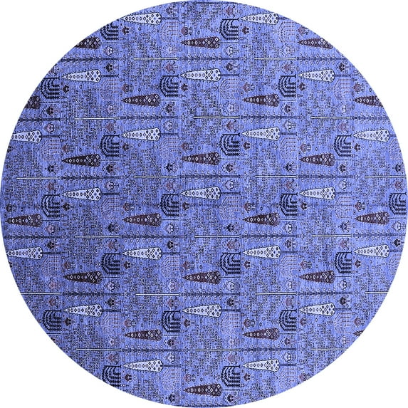 Ahgly Company Indoor Round Oriental Blue Industrial Area Rugs, 7' Round