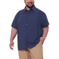 thumbnail image 4 of INSPIRE CHIC Men's Big & Tall Back to School Summer Button Down Short Sleeve Solid Color Vacation Beach Shirts 2XL Dark Blue, 4 of 5