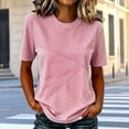 thumbnail image 5 of Women's Relaxed Fit Round Neck Short Sleeve Printed T Shirt Blouse Comfy Breathable Work Casual Daily Wear | CSEONE,Pink XL, 5 of 7