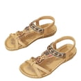 thumbnail image 2 of Xucatan Women's Beaded Bohemian Sandals, Woven Strap Flat Slides with Rhinestone Pendant, Open Toe Ethnic Beach Shoes, Versatile Summer Footwear Gift, 2 of 6
