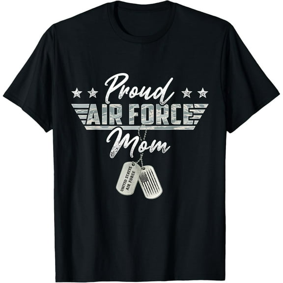 Proud Air Force Mom Military US Air Force Family Matching T-ShirtMen's and women's gift, black and white T-shirt, size: Extra large S-4XL