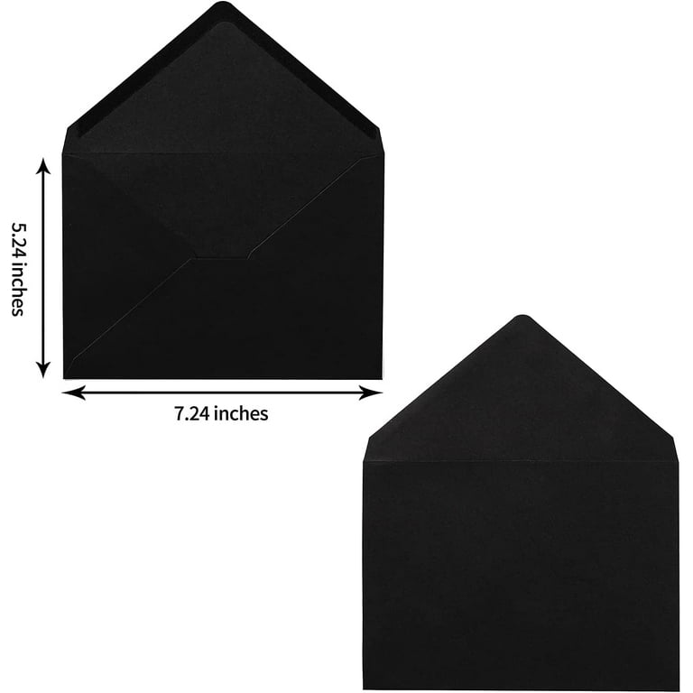 AZAZA A7 Black Invitation 5x7 Envelopes - Self Seal, Square Flap,Perfect for 5x7 Cards, Weddings, Birthday, Invitations, Graduation, Baby Shower, 5.25