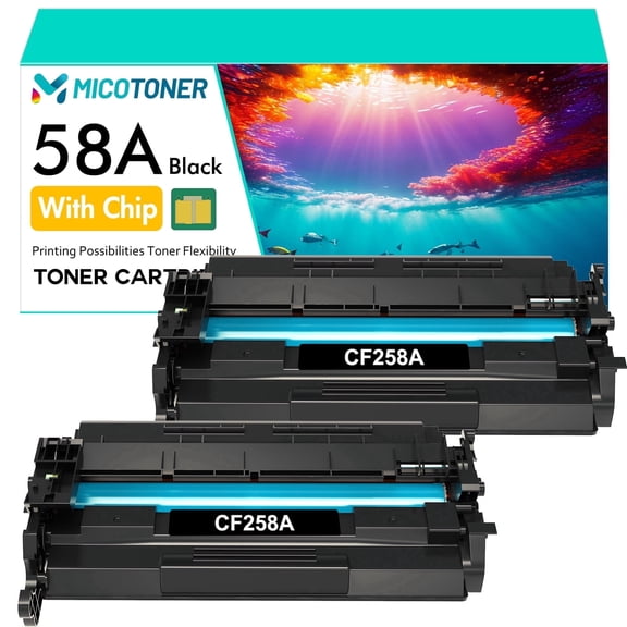 58A Toner Cartridges with Chip Compatible for HP 58A CF258A LaserJet Pro M404n M404dn M428fdw M428fdn M404 M404dw M428 M428dw M406 M430 M304 Printer Ink | 2 * Black