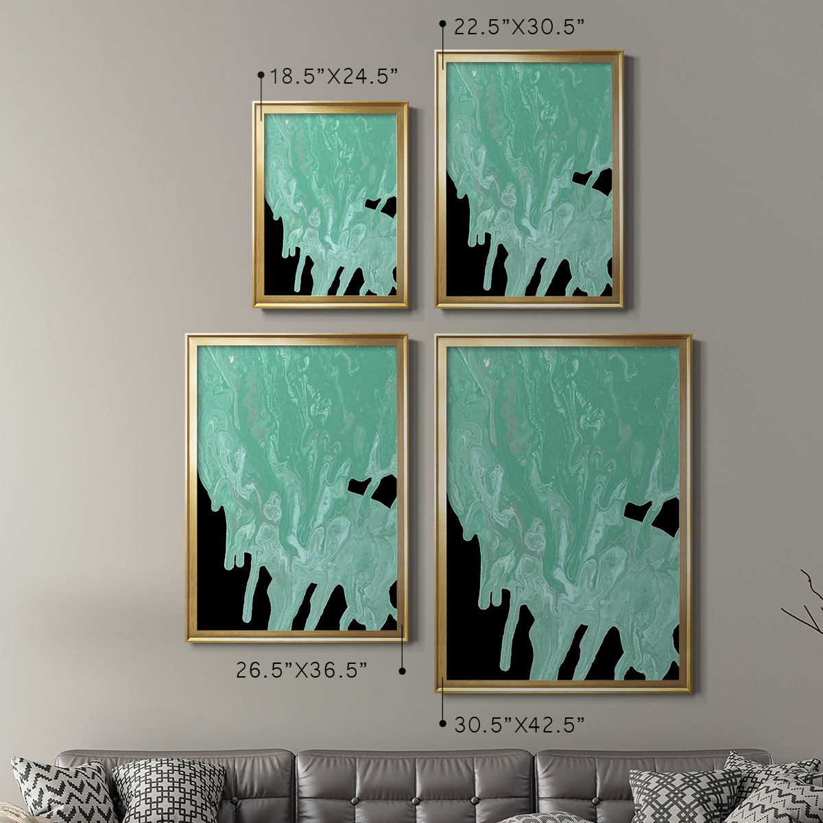 Teal Cascade I Premium Framed Print, in Gold, Black, or Silver - Ready to Hang