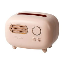 Retro Radio Tissue Box Holder, Decorative Household Paper Organizer with Storage Drawer, Vintage Style Remote Control Holder Box for Living Room Desk