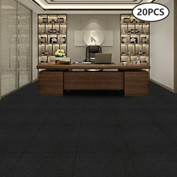 Adsorption Type Self-adhesive Carpet 19.7*19.7in 20* Carpets Modern Black 20 Pieces Square Carpet, Floor Carpet