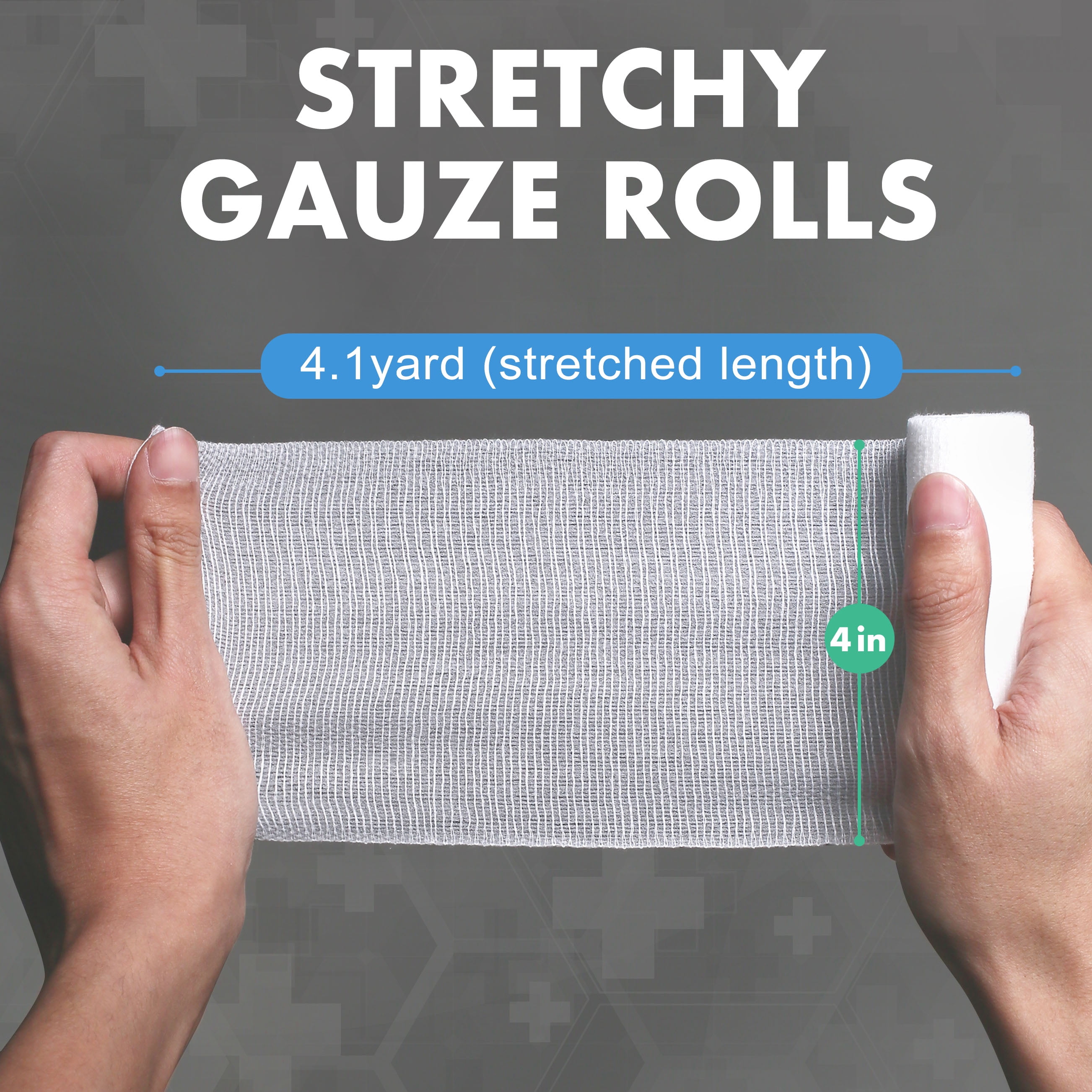 LotFancy Gauze Bandage Roll, 48 Gauze Wrap, 4 in x 4 Yards Stretched