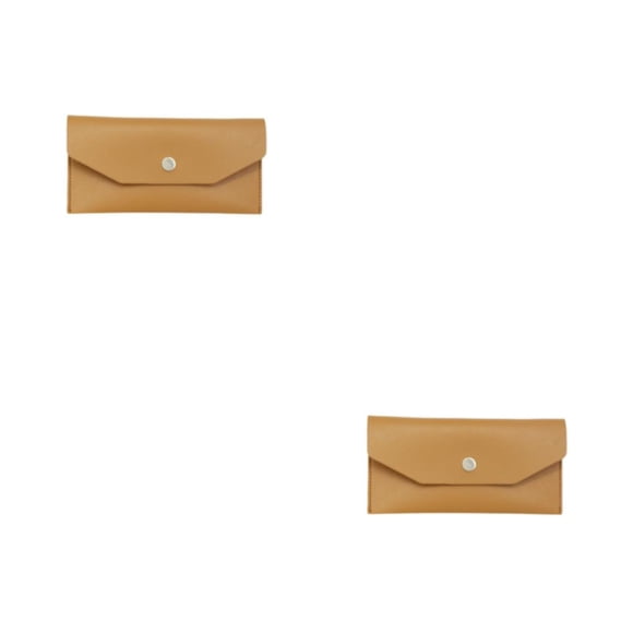Sonducket Cartera de cuero PU para mujer, monedero de repuesto con botón a presión, elegante, exquisito, estilo Simple, monedero para chicas, Marrón 2piezas